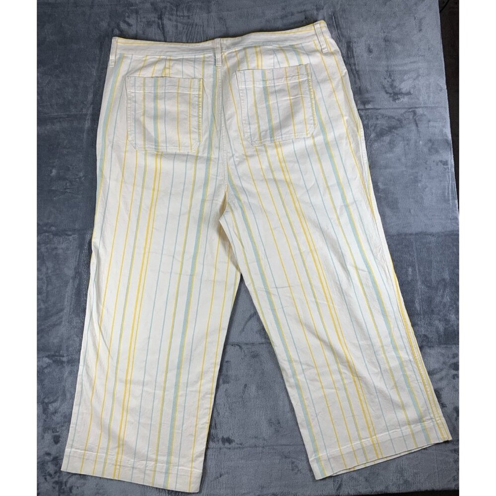 Madewell Women’s Size 37T Emmett Wide-Leg Crop Pants Warm Honeysuckle Stripe - Picture 2 of 11